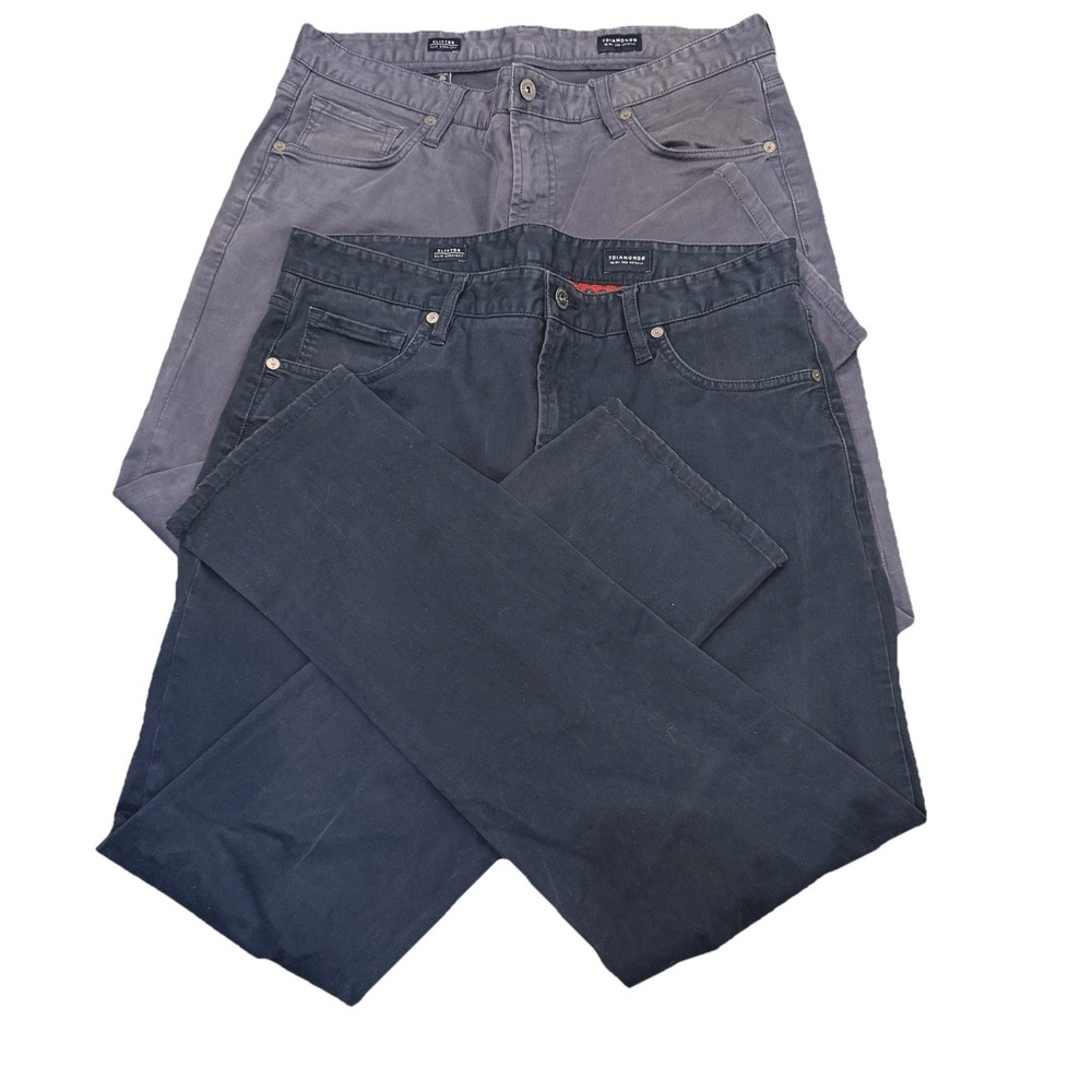 7 Diamonds Clifton Slim Straight Chino Pants Lot Of Two Mens Fit 34x32 Gray Navy